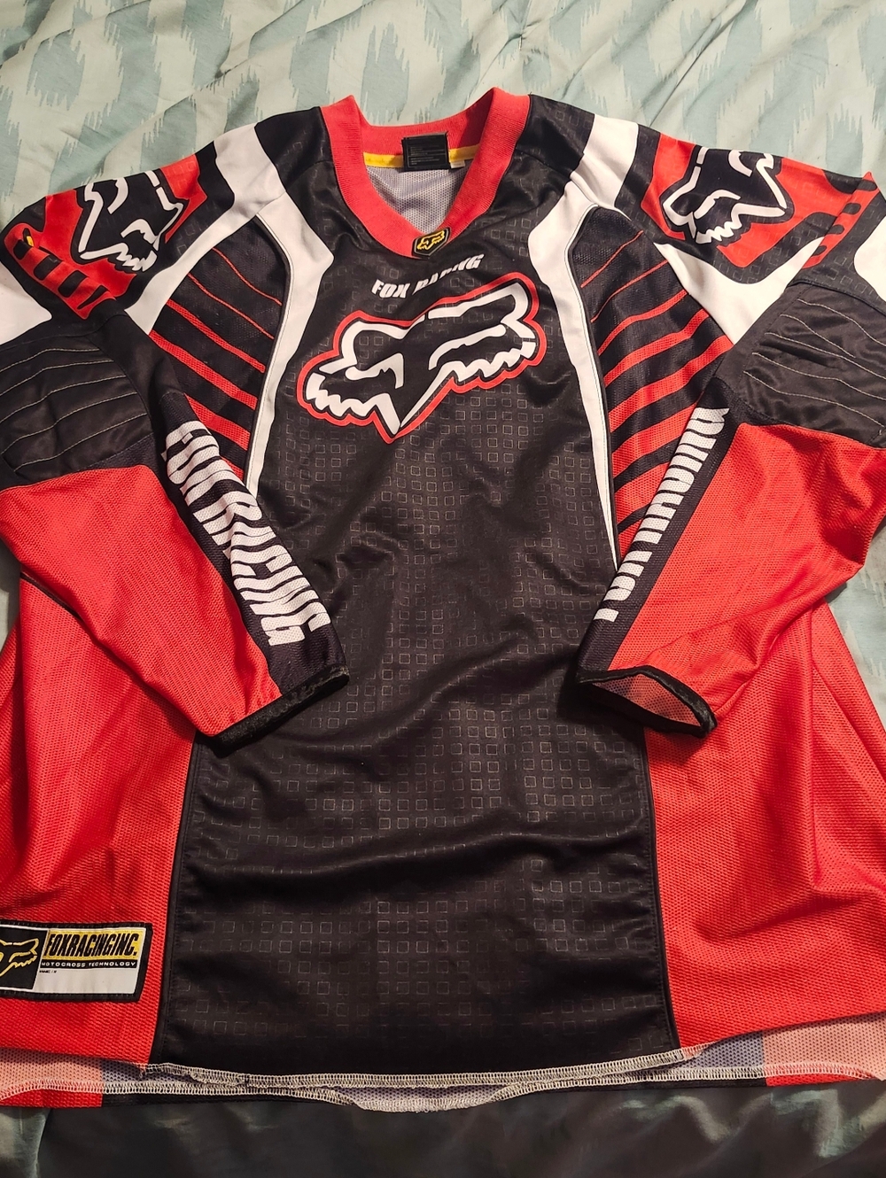 Fox Racing Motocross Jersey Red Black White Long Sleeve BMX MX Men's Size 2XL